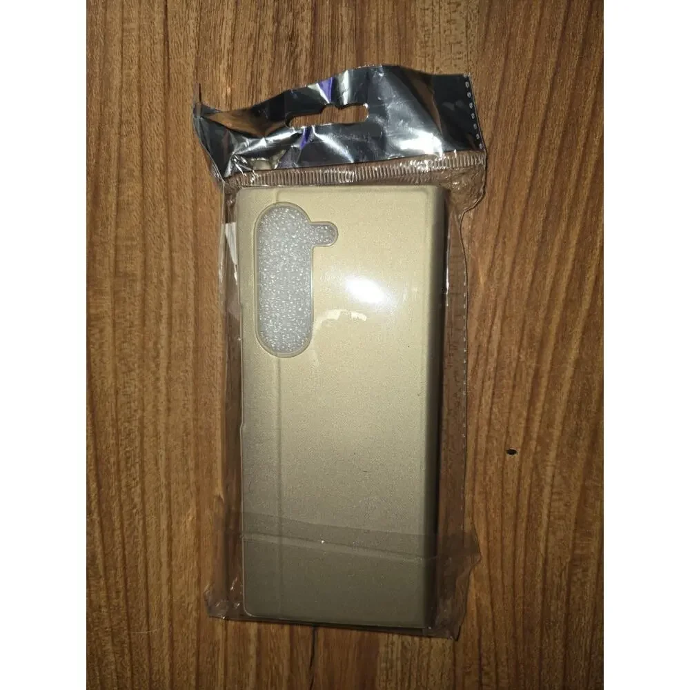 Samsung Galaxy Z Fold 6 Case - Flip Cover Case with Kickstand, Clear View Gold
